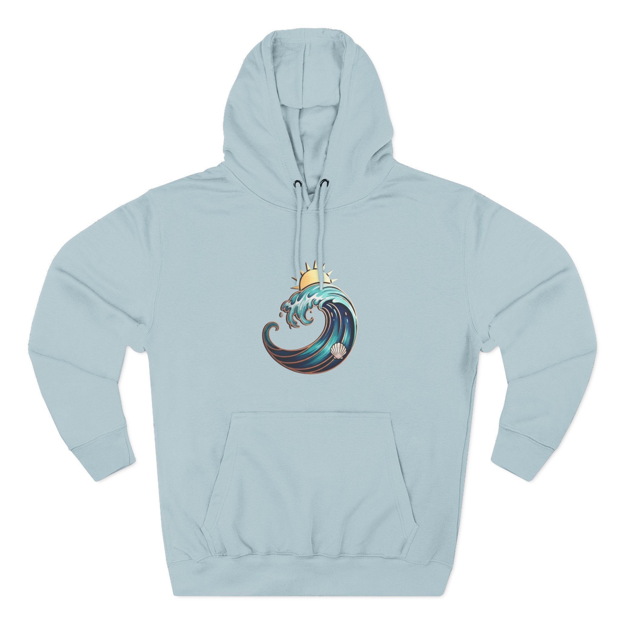 Ocean Wave and Rainbow Fleece Hoodie, Cozy Hoodie, Nature Lover Gift, Outdoor Apparel, Graphic Sweatshirt, Summer Vibes